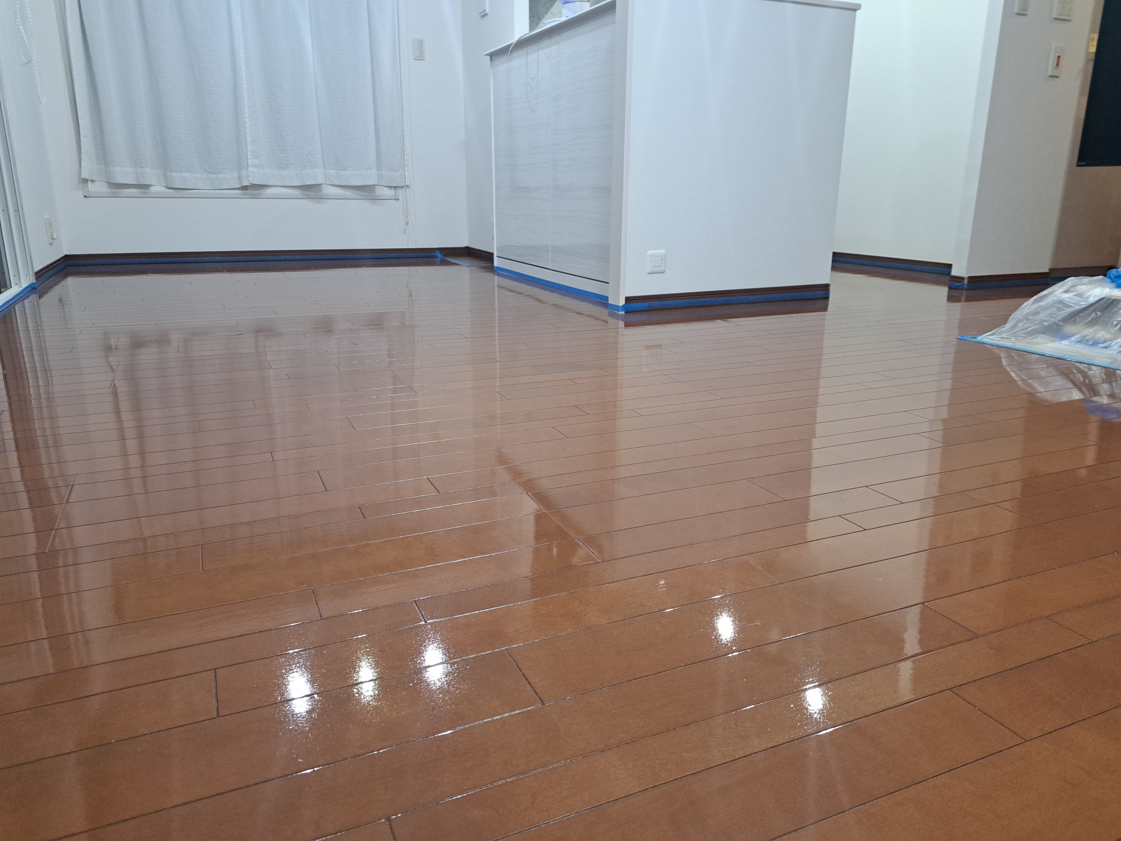 床暖房対応のフロアコーティング施工例